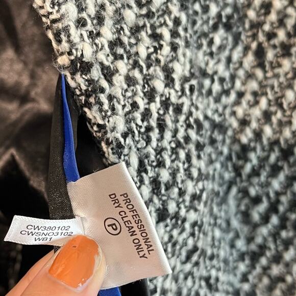 Calvin Klein Tweed Double Breasted Pea Coat Wool Blend Belted Jacket Womens 8 - Picture 9 of 16